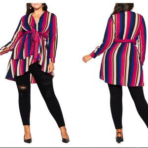 City Chic Eliana Long Sleeve Stripe Top